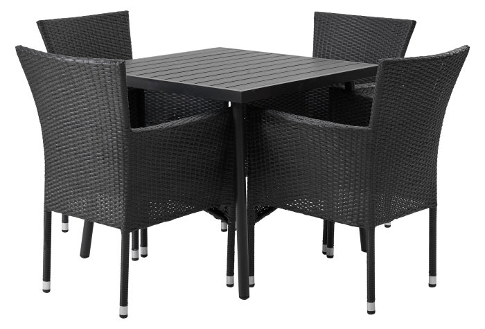 Havestol Bangkok i metal og sort polyrattan - Sunlife